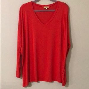 Piko red-orange v-neck top